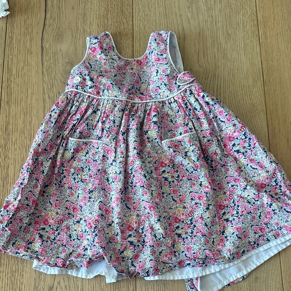 Elephantito Pink and Blue Floral Dress 2 girls